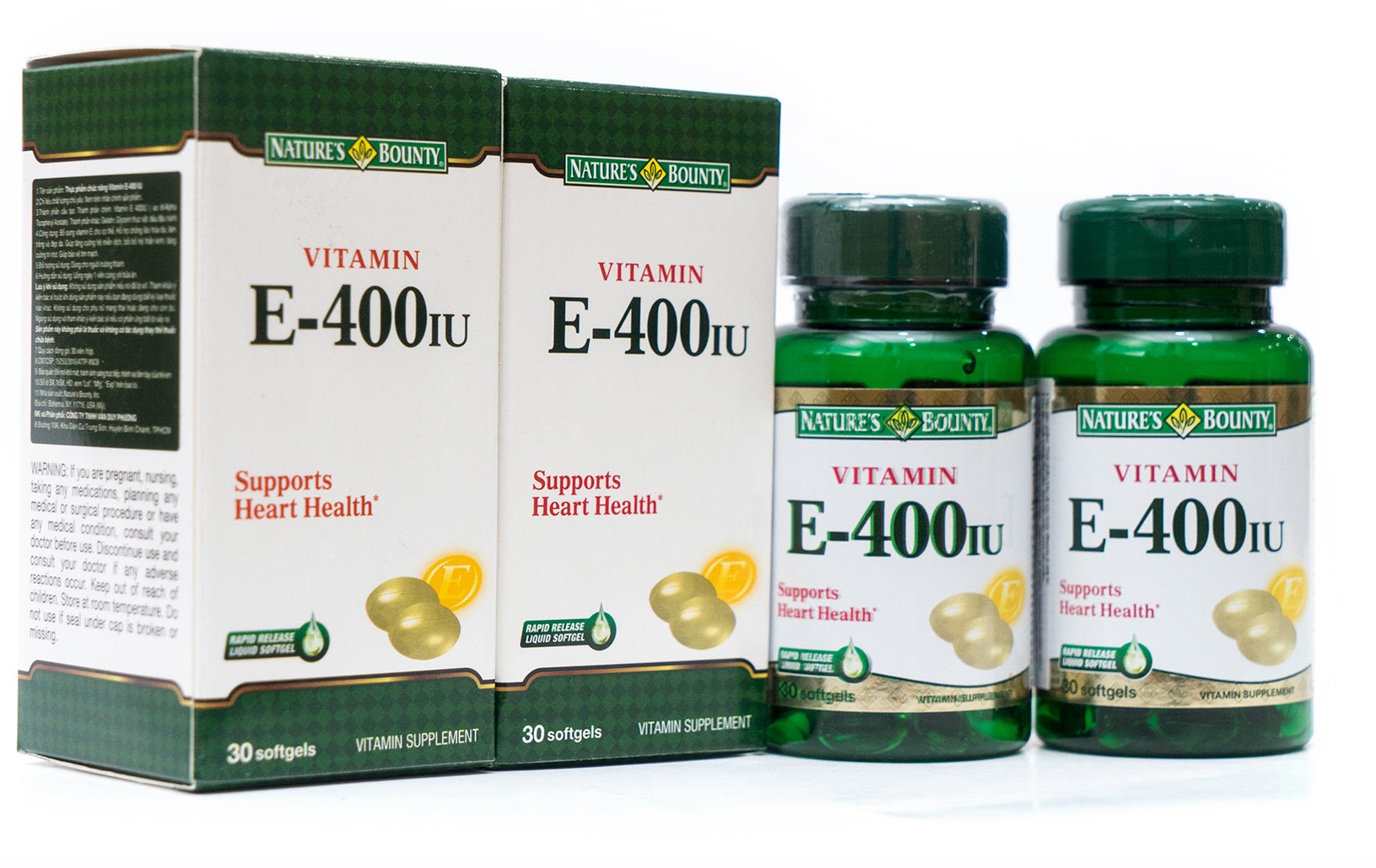 Vitamin E 400IU Nature's Bounty giúp cho cơ thể khỏe mạnh, chống lại sự sản xuất dư thừa gốc tự do