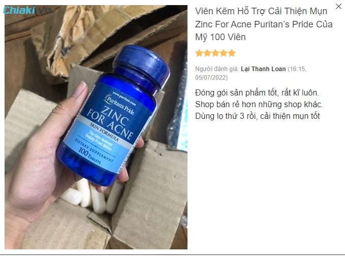 viên kẽm Zinc for Acne Puritan’s Pride từ người mua