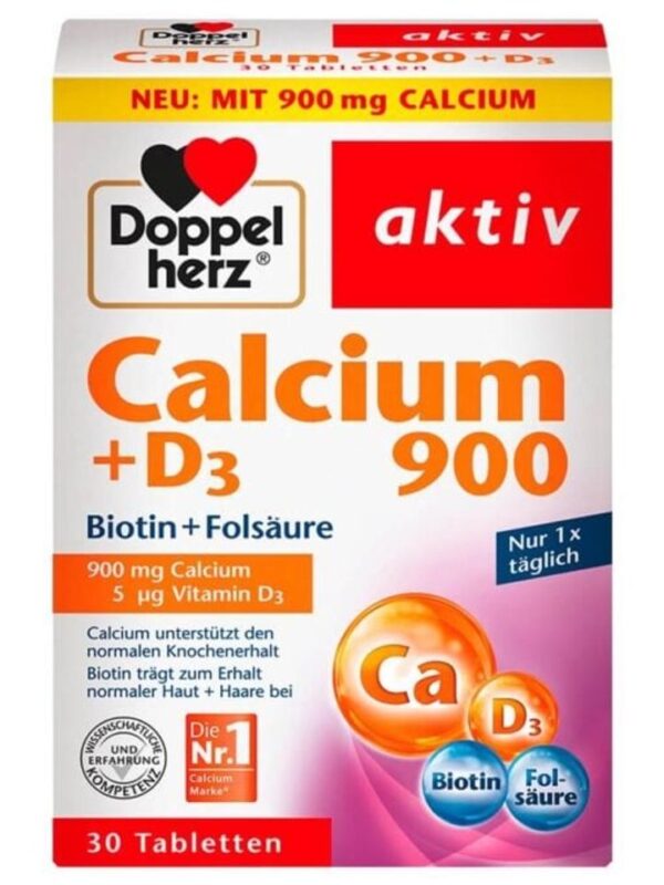 Viên Uống Doppelherz Calcium + D3 900 + Biotin + Folsäure