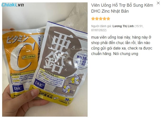 Viên uống kẽm DHC review từ khách hàng tại Chiaki.vn