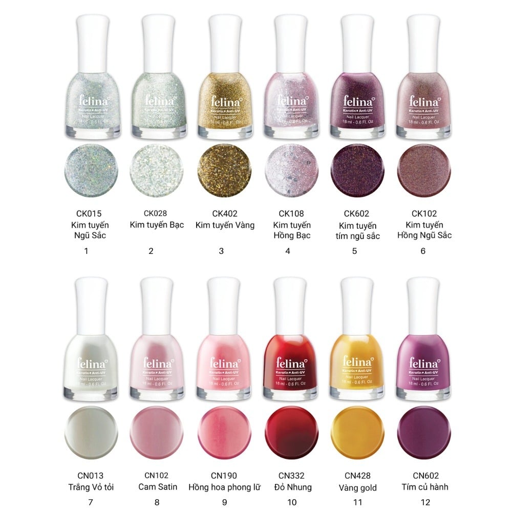 Bảng màu Sơn Móng Tay Felina Nail Lacquer