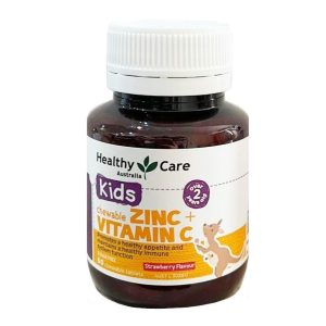 Viên nhai hỗ trợ bổ sung kẽm Zinc + Vitamin C Healthy Care cho bé