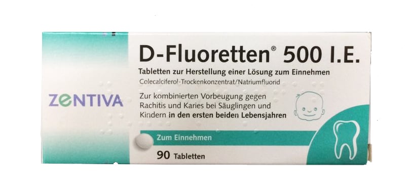 Vitamin D fluoretten 500 I.E của Đức mẫu mới nhất