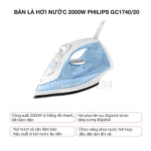 Mua Bàn là hơi nước 2000w Philips GC1740/20 - Hàng chính hãng tại Điện gia dụng Khánh Kim