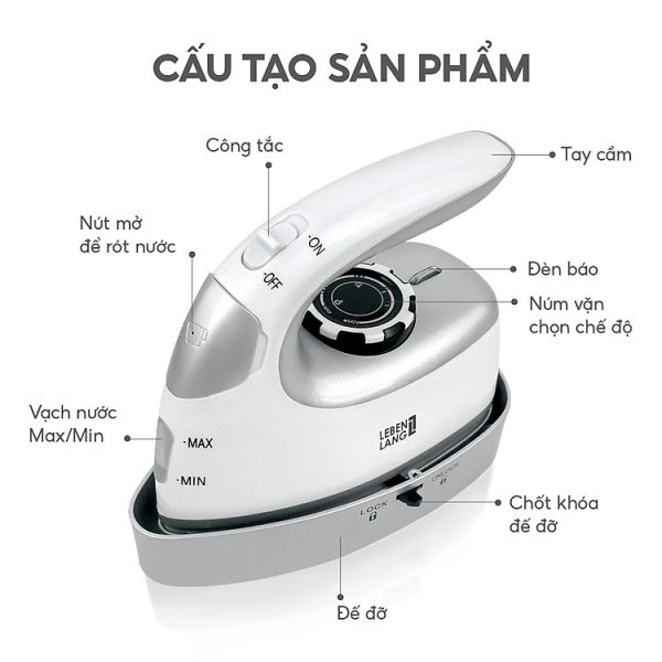 Mua Bàn là hơi nước cầm tay mini Lebenlang LBL66673, bàn ủi hơi nước cầm tay công suất 1000W, bình chứa 90ml, nhỏ gọn và tiện lợi - hàng chính hãng tại LEbenlang