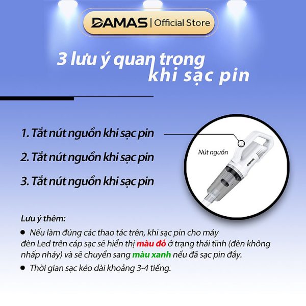 Mua Máy Hút Bụi Cầm Tay Không Dây Sử Dụng Pin Sạc DAMAS Vacuum Cleaner D610W - Hàng Chính Hãng tại DAMAS Official Store