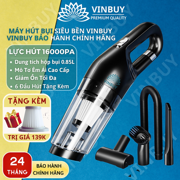 Mua Máy Hút Bụi Cầm Tay Không Dây VinBuy Lực Hút Mạnh Mẽ 16000PA Chức Năng Hút Bụi Khô Và Ướt - Máy Hút Bụi Ô Tô, Máy Hút Bụi Gia Đình - Hàng Chính Hãng - Đen tại VinBuy