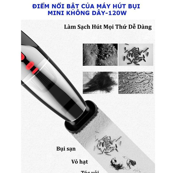 Mua Máy Hút Bụi Cầm Tay, máy hút bụi mini PIN SẠC KHÔNG DÂY hàng chính hãng DELIYA 120W - ĐEN tại DELIYA Official Store