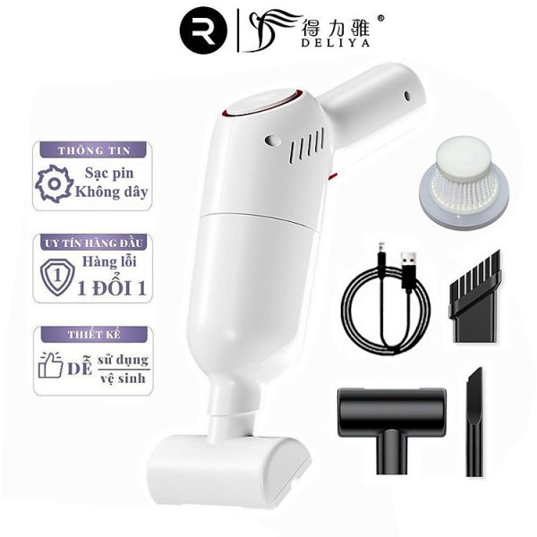 Mua Máy hút bụi cầm tay mini không dây, hút bụi ô tô, xe hơi, hút bụi giường nệm DELIYA lực hút 9000PA - HÀNG CHÍNH HÃNG - Màu đen tại DELIYA Official Store