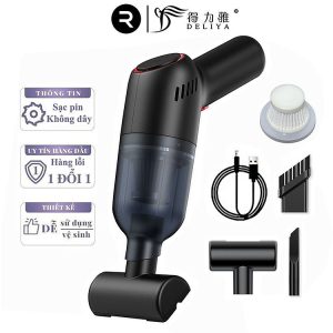 Mua Máy hút bụi cầm tay mini không dây, hút bụi ô tô, xe hơi, hút bụi giường nệm DELIYA lực hút 9000PA - HÀNG CHÍNH HÃNG - Màu đen tại DELIYA Official Store