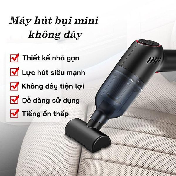 Mua Máy hút bụi cầm tay mini không dây, hút bụi ô tô, xe hơi, hút bụi giường nệm DELIYA lực hút 9000PA - HÀNG CHÍNH HÃNG - Màu đen tại DELIYA Official Store