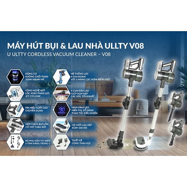 Mua Máy hút bụi lau nhà cầm tay không dây thông minh Ultty V08 - Lực hút 24000 pascal - Hàng chính hãng tại U ULTTY OFFICIAL STORE