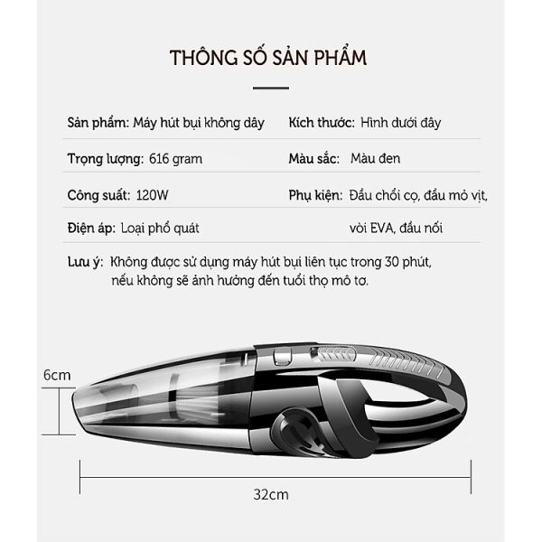 Mua Máy Hút Bụi Ô Tô Cầm Tay Không Dây Damas XC628 - Máy có thể hút khô và nước - Sử dụng sạc pin - Hàng Nhập Khẩu - USB tại UniMart