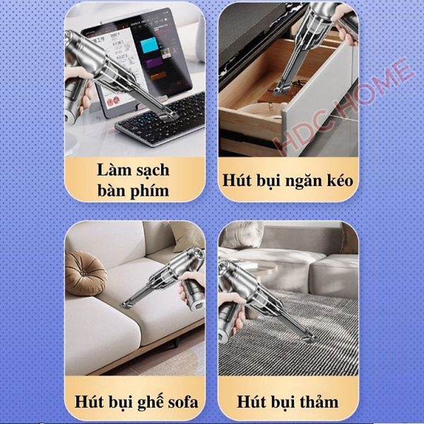 Mua Máy Hút, Thổi Bụi Cầm Tay Mini Bản Nâng Cấp, Máy Hút Bụi Giường Nệm, Ô Tô, Máy Tính - Hàng Chính Hãng - Bản Cao Cấp, 8 Chi Tiết tại HDC Home