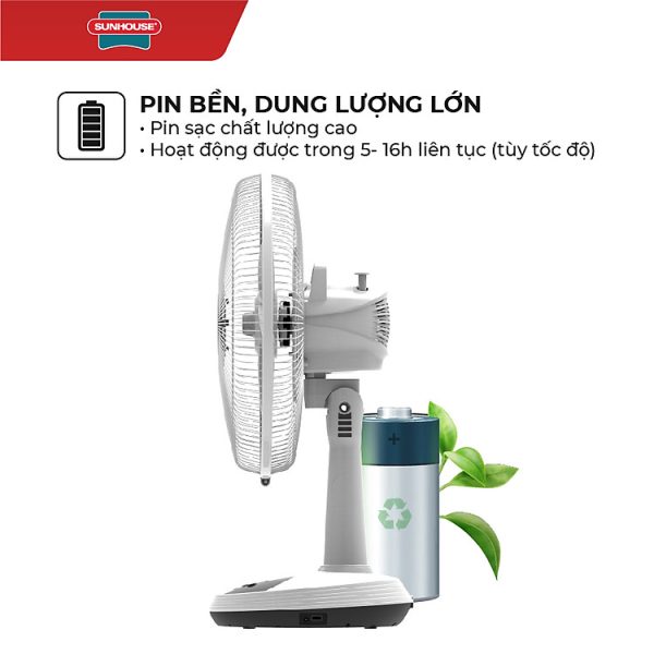 Mua Quạt Sạc Tích Điện Sunhouse SHD7223 (24W) - Hàng Chính Hãng tại Tiki Trading