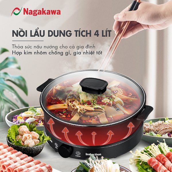 Mua Bếp điện từ đa năng Nagakawa NAG0716 - Kèm nổi lẩu và vỉ nướng chuyên dụng - Hàng chính hãng tại NagakawaGroup