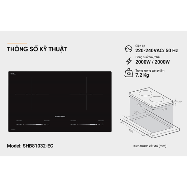 Mua Bếp đôi điện từ Sunhouse SHB81032-EC - Hàng chính hãng tại Tiki Trading