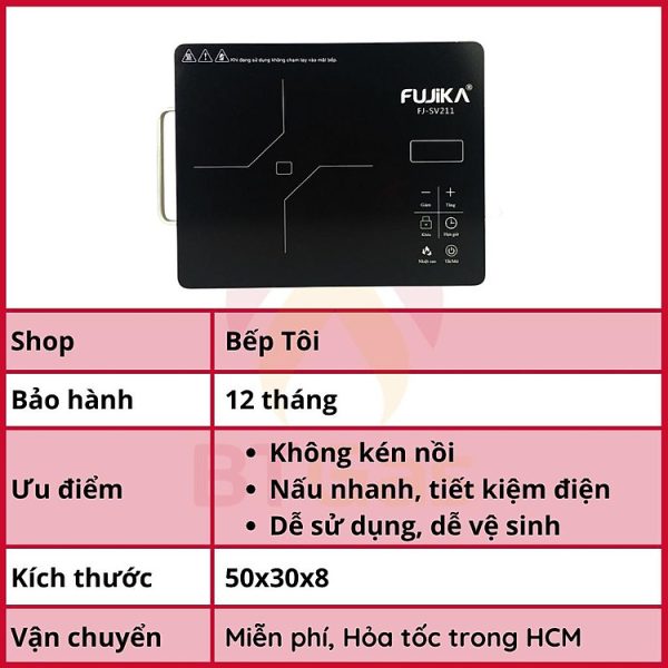 Mua Bếp hồng ngoại đơn, mặt kính Ceramic cảm ứng công suất 2000W Fujika FJ-SV-211 - Hàng chính hãng tại GIA DỤNG VIỆT