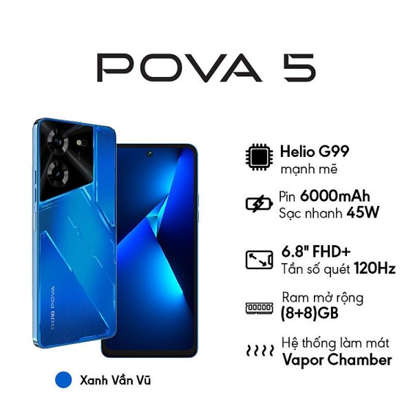 Mua Điện thoại Tecno POVA 5 8GB/128GB Hàng Chính Hãng - Xanh Vân Vũ tại Tiki Trading