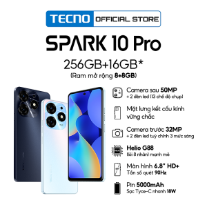 Mua Điện thoại Tecno SPARK 10 Pro 8GB/256GB - Helio G88 | 5000 mAh | Sạc nhanh 18W | Cảm ứng vân tay - Hàng chính hãng - Đen tại Tecno Official Store