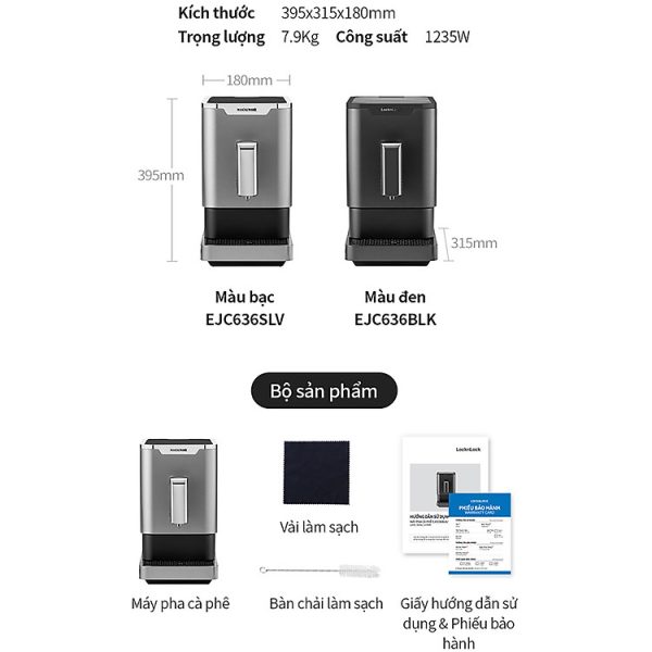 Mua Máy pha cà phê LocknLock EJC636 (1235W) - Hàng chính hãng - Màu đen tại Tiki Trading