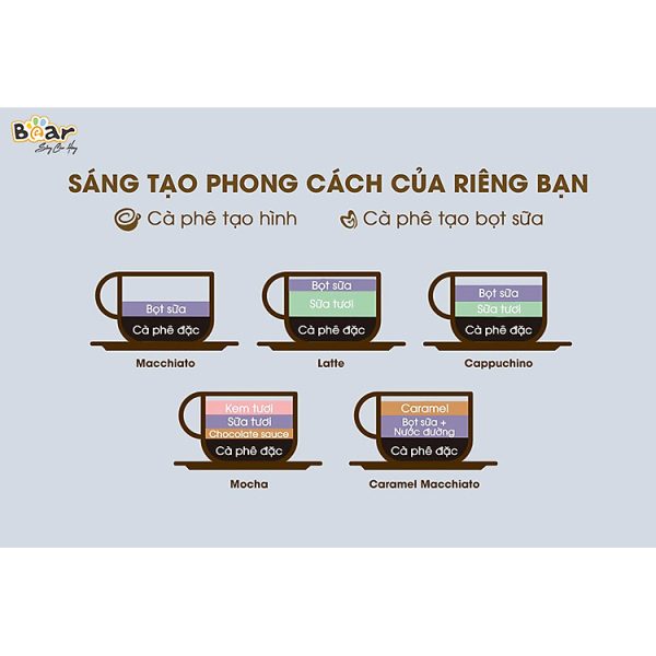 Mua Máy Pha Cà Phê Bear KFJ-A02N1 Pha Nespresso, Americano, Cappuccino Tạo Bọt Sữa Dễ Dàng Có Tạo Bọt Sữa Dung Tích 240 ML Công Suất 800 W - Hàng Chính Hãng tại HOMES STORE