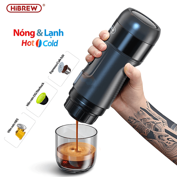 Mua Máy pha cà phê mini HiBREW H4A cầm tay 3 trong 1 sử dụng mọi nơi, pha cafe espresso, cà phê viên nén, nóng và lạnh, hàng chính hãng - H4A tại ĐIỆN MÁY HTG