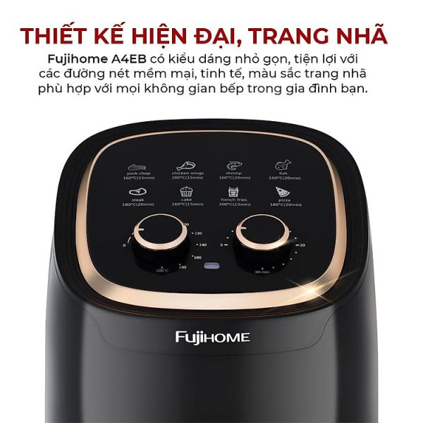 Mua Nồi chiên không dầu cơ nhập khẩu Nhật Bản 4.5L Fujihome A4EB tự ngắt an toàn tặng kẹp inox - hàng chính hãng tại FUJIHOME OFFICIAL STORE