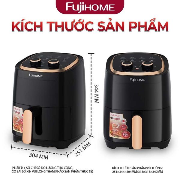 Mua Nồi chiên không dầu cơ nhập khẩu Nhật Bản 4.5L Fujihome A4EB tự ngắt an toàn tặng kẹp inox - hàng chính hãng tại FUJIHOME OFFICIAL STORE