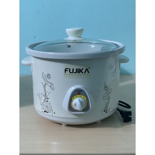 Mua Nồi Kho Cá Thịt 2.5L,Nồi Nấu Chậm,Nồi Nấu Cháo Cho Bé ,Nồi Chưng Yến,Nồi Tiềm Dung Tích 2.5L Năp Kính Fujika KC25 Màu Trắng Họa Tiết-Hàng chính hãng tại GIA DỤNG VIỆT