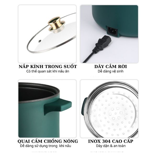 Mua Nồi Lẩu Điện Mini Đa Năng 28CM, Chống Dính Vân Đá Cao Cấp Công Suất 1000W - Bếp Lẩu Tiện Dụng 3 Nấc Nhiệt Kèm Giá Hấp-Hàng Loại 1 Chính hãng MINIIN - Trắng tại Smarthome29