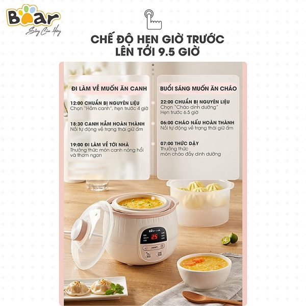 Mua Nồi Nấu Chậm 0,8L Bear SUBE001 Đa Năng Nấu Cháo, Chưng Yến Bản Quốc Tế - Hàng Chính Hãng - Màu vàng tại Tiki Trading