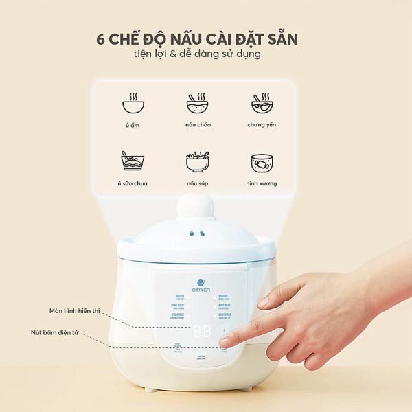 Mua Nồi nấu chậm, nấu cháo, chưng yến 1L Elmich SCE-8524OL - Hàng Chính Hãng tại Tiki Trading